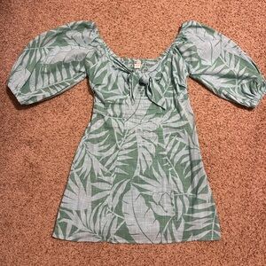 Billabong Green Tropical Front-Tie Dress